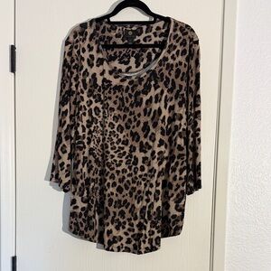 JM Collection Animal Print Long Sleeve Top size XL